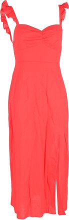Rixo Marley Midi Dress in Red Linen