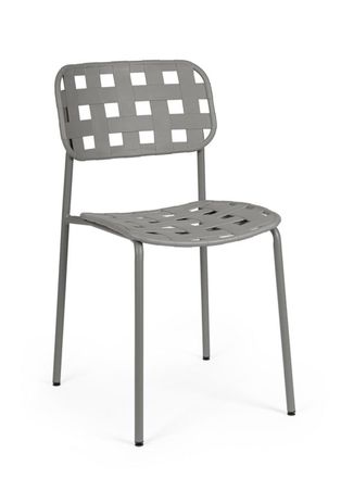 BIZZOTTO Conjunto de 4 sillas de acero con asiento gris