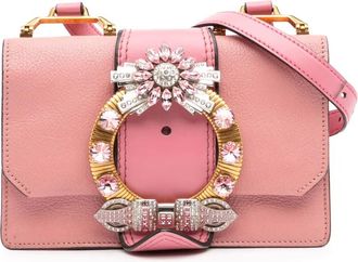 Miu Miu Borsa a tracolla Madras Soft in pelle di capra e di vitello con decorazione con cristalli 2010-2025 - Rosa