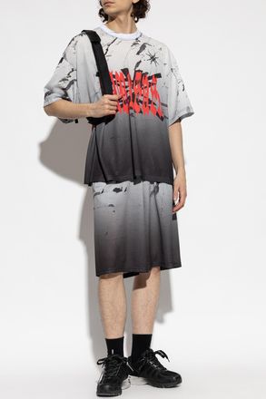 44 Label Group Perforated Shorts, Mens, Grey