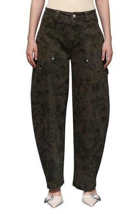 Avec Les Filles High Waist Barrel Jeans in Flower Camo at Nordstrom, Size 29