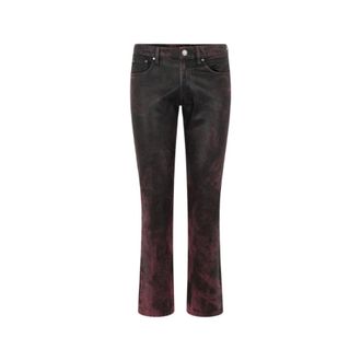 Roberto Cavalli Washed-Effect Coated Jeans - male - Roberto Cavalli - Straight Fit Jeans - Red - XL - Jeans