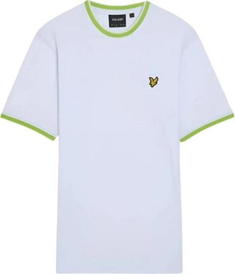 Lyle & Scott Tipped Crew Neck T-Shirt - Heren - T-shirts - Wit - L - Katoen - Tops