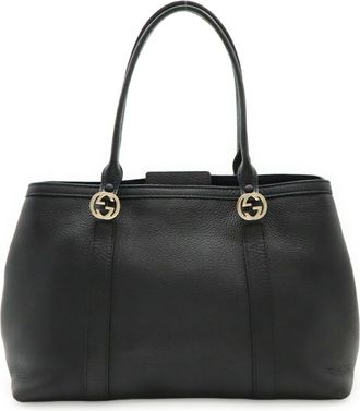 Gucci Miss Gg Black Leather Shoulder Bag Tote Bag (Pre-Owned)