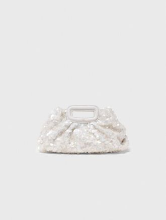 Maje Sequins Milpli Mini Clutch - White - Maje