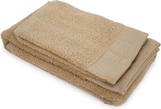 KASANOVA Set asciugamano viso e ospite cotone bordatura beige