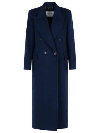 Max Mara Albania Blue Virgin Wool Blend Coat