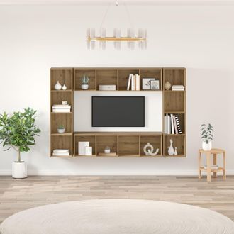 Berkfield Home TV Cabinet 4 pcs Brown 37 x 37 x 142.5 cm Engineered wood