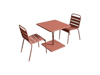 VENTE-UNIQUE.COM Conjunto de mesa y sillas para jard&iacute;n acero terracota