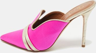 Malone Souliers Pink/gold Leather And Satin Mule Sandals