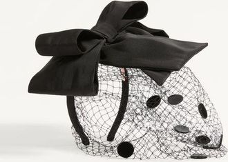 Valentino Garavani Vlogo Signature Headband With Bow And Veil In Silk And Velvet Woman BLACK UNI