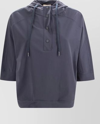 Herno hooded sweatshirt three quarter sleeve drawstring