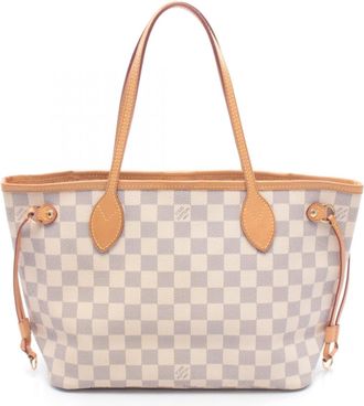 Louis Vuitton Damier Azur White Coated Canvas Leather Handbag Tote Bag (Pre-Owned)
