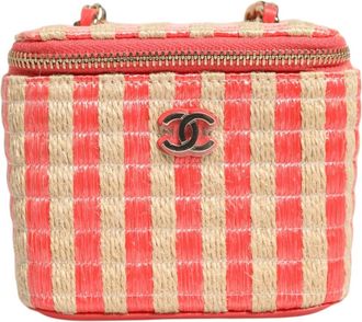 Chanel Raffia Jute Striped Mini Vanity Womens Case (Pre-Owned)