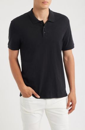 Vince Cotton Slub Jersey Polo in Black at Nordstrom, Size Xx-Large