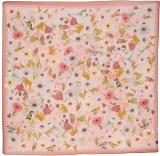 V. Fraas Floral Birds Square Silk-Blend Scarf