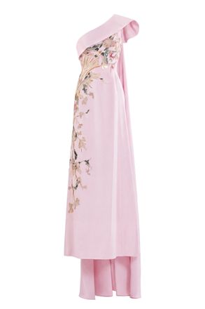 Saiid Kobeisy One Shoulder Embroidered Crepe Dress