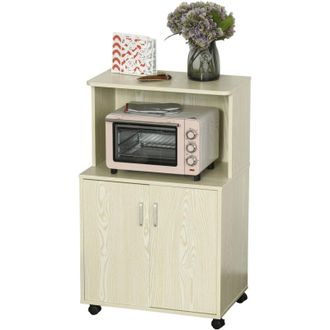 HOMCOM Homcom - Aparador Auxiliar De Cocina Para Microondas Con Armario Estante Ajustable Roble