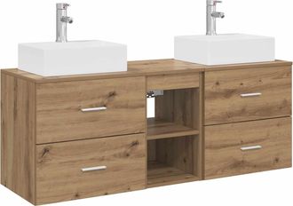 vidaXL Juego De Muebles De Ba&ntilde;o 3 Uds. Roble Artisan Vidaxl