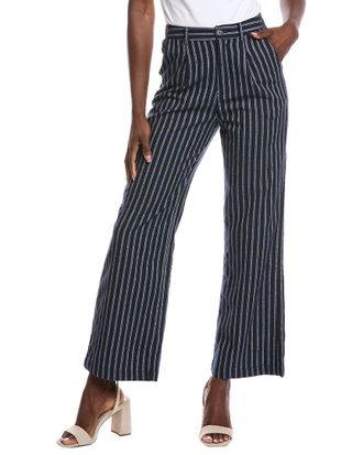 Gracia Striped Linen-Blend Wide Leg Pant