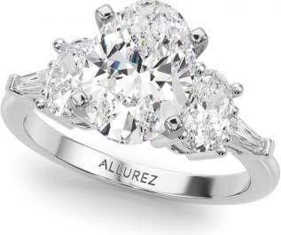 Allurez Oval Lab Grown Diamond Engagement Ring 14K White Gold (4.18ct)