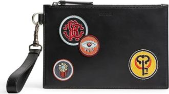 Roberto Cavalli Black Patch Zip Pouch