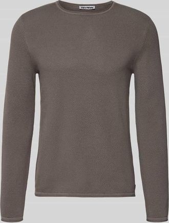 Review Basic Strickpullover mit Rundhalsausschnitt und Rollkanten in Dunkelgrau, Größe XXL