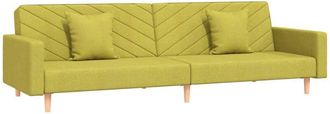 vidaXL Sofá cama de 2 plazas con dos almohadas tela verde vidaXL
