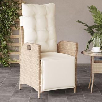 vidaXL Vidaxl - Sill&oacute;n Reclinable De Jard&iacute;n Con Reposapi&eacute;s Rat&aacute;n Pe Beige