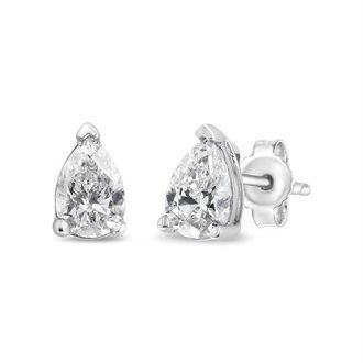 House of Brilliance 14K White Gold 1/2 Ct Pear Shape Solitaire Lab Grown Diamond Stud Earrings at Nordstrom