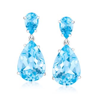 Ross-Simons Blue Topaz Drop Earrings in Sterling Silver