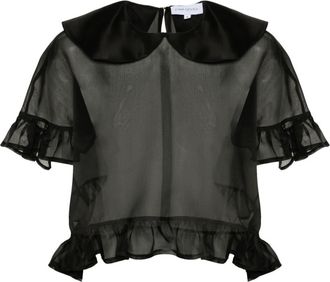 Ioana Ciolacu Dahlia semi-sheer blouse - women - Cotton - S - Black