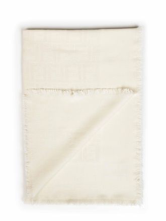 Fendi Womens Square Shawl Ivory Cotton Scarf Scarfs