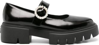 Stuart Weitzman Nolita leather Mary Jane loafers - women - Calf Leather/Rubber/Patent Calf Leather - 39.5 - Black