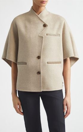 Max Mara Andalo Cashmere Cape in Stone at Nordstrom, Size Small/medium