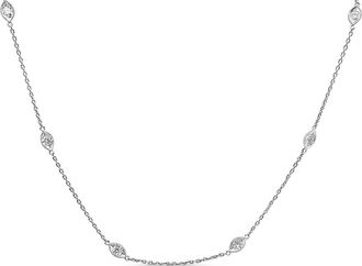 House of Brilliance 14K White Gold 1.00 Cttw Bezel Diamond Marquise Milgrain Station Collar Necklace at Nordstrom