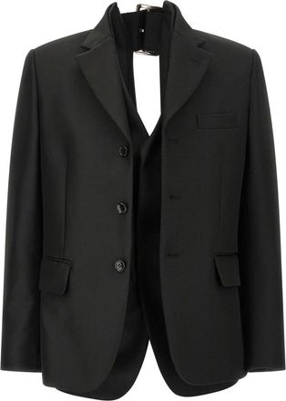 Comme Des Gar&ccedil;ons Blazers, female, Black, XS, Double Layer Effect Blazer