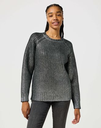 Wrangler Sweatshirt WRANGLER WRANGLER Sweatshirt Foiled Sweater, Damen, Gr. XS, silber, Obermaterial: 59% Polyester PES. 38% Polyacryl PAN. 3% Wolle WO., Sweat