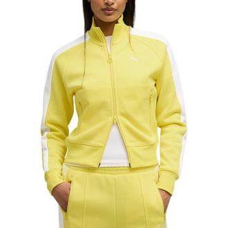 Puma T7 Always On Crop Track Jacket in Lemon Meringue at Nordstrom, Size X-Large