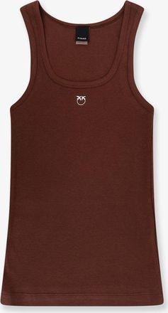 Pinko Top Calcolatore in cotone con logo Love Birds frontale - PINKO - gender_Woman