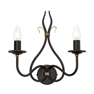 Netlighting Windermere 2 Light Indoor Candle Wall Light Gold Rust E14 in Brown