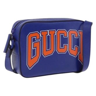 Gucci Pre-owned Vintage Schoudertas - Dames - Pre-owned - Blauw - Maat: ONE Size Leer