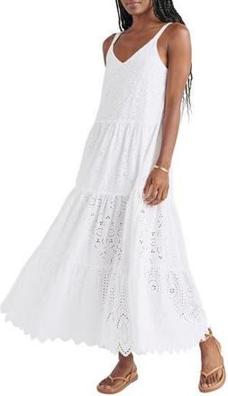 Splendid Wynona Eyelet Cotton Midi Dress in White at Nordstrom Rack, Size X-Large