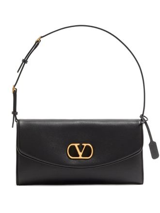 Valentino Garavani small DeVain VLogo-signature shoulder bag - women - Lamb Skin/Nappa Leather/Grained Calf Leather - One Size - Black