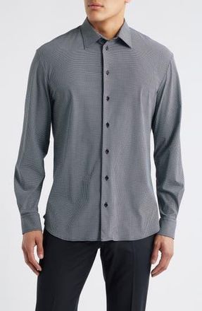 Emporio Armani Microdot Button-Up Shirt in Solid Black at Nordstrom Rack, Size Xx-Large