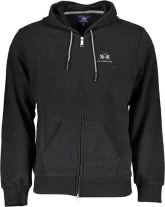 La Martina Zwart Katoenen Hoodie - Heren - Vesten met rits - Zwart - XL - Katoen - Hoodies & sweatvesten