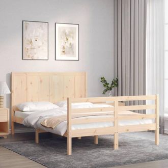vidaXL Estructura De Cama Con Cabecero Madera Maciza 140x190 Cm Vidaxl