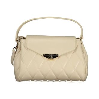 Valentino Handbags, female, Beige, Size: ONE SIZE Polyethylene Woven Textured Handbag