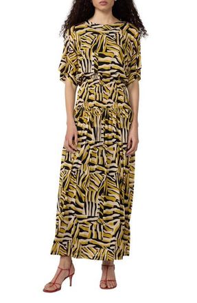 Diane Von F&uuml;rstenberg Lola Geo Print Maxi Dress in Sun Tiger Lemon Curry at Nordstrom, Size Xx-Small