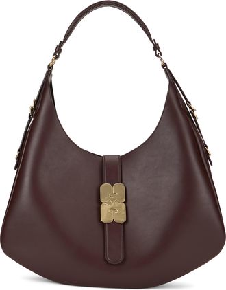 Ganni Womens Shoulder Bag Calfskin Chicory Coffee Tote